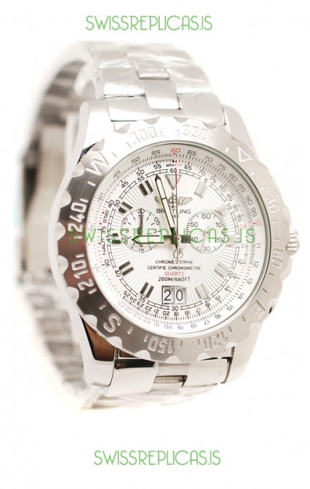 Breitling Chronograph Chronometre Replica Watch in White Dial
