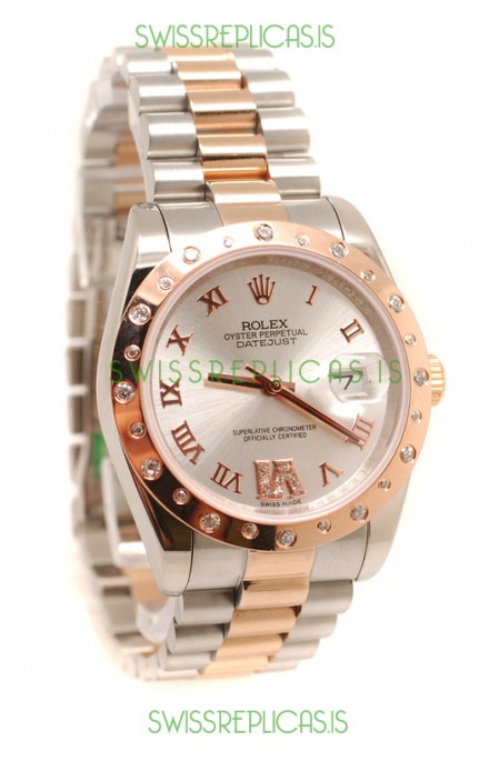 Rolex DateJust Mid-Sized Swiss Replica Rose Gold Watch