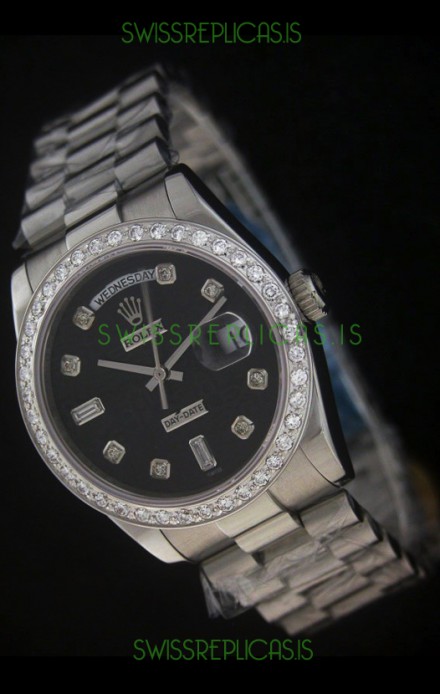 Rolex Day Date Just swiss Replica Watch in Black Dial