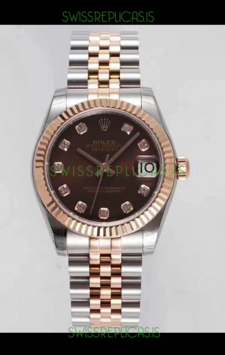 Rolex Datejust 31MM Cal.3135 Movement Swiss Replica Brown Dial Jubilee Strap - Ultimate 904L Steel Watch