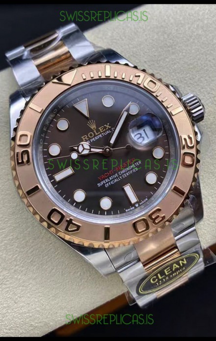 Rolex Yachtmaster 40 Everose Gold - Oyster Steel Brown Dial 1:1 Swiss Replica Watch 40MM in 904L Steel Casing