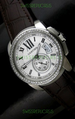 Cartier Calibre de Japanese Replica Watch in White Dial