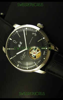 Glashuette Tourbillon Japanese Replica Watch in Black Dial