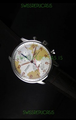 IWC Portuguese Chronograph Swiss Replica Watch in Map Printed Dial - 1:1 Mirror Replica Edition
