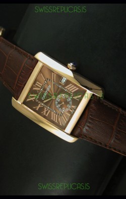 Cartier Tank Anglaise Japanese Replica Watch 34MM - Brown Dial Pink Gold