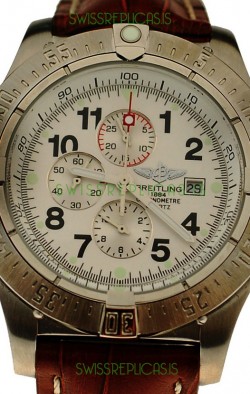 Breitling Chronograph Chronometre Japanese Watch in Brown Strap