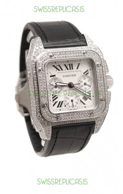 Cartier Santos 100 Swiss Replica Watch with Two Tone Casing 