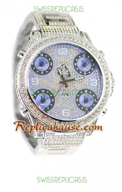 Jacob & Co Diamond Japanese Replica Watch in Light Blue Dial