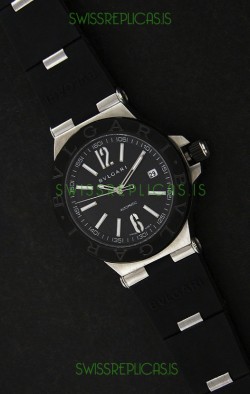 Bvlgar Diagono Japanese Replica Quartz Watch in Black Dial 