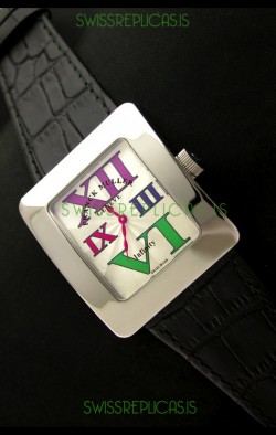 Franck Muller Geneve Infinity Japanese Steel Watch in Multi Color Roman Markers