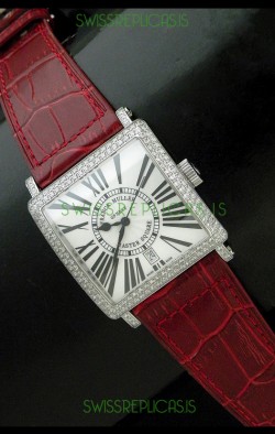 Franck muller Master Square Japanese Replica Watch in Red Strap