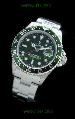 Rolex GMT Master II Swiss Replica Steel Watch in Green Dial