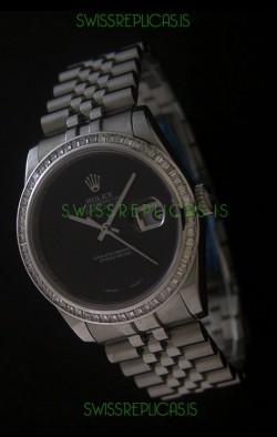 Rolex Datejust Japanese Replica Watch in Full Black Dial