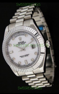 Rolex Oyster Perpetual Day Date Japanese Replica Watch in White Mother of Pearl Dial