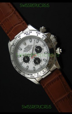 Rolex Daytona Japanese Replica Steel Watch in Black Subdials