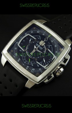 Tag Heuer Monaco Mikrograph Japanese Replica Watch in Black/Green Strap