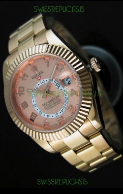 Rolex Sky-Dweller 18K Rose Gold Watch in Salmon Dial Arabic Numerals