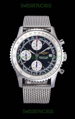 Breitling Navitimer Chronograph 41MM Swiss Replica Watch in 904L Steel Casing - Mesh Steel Strap
