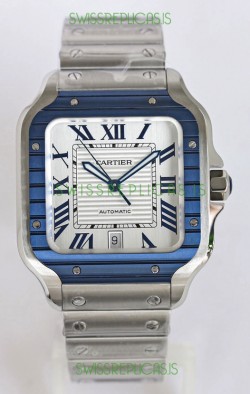 Santos De Cartier 1:1 Blue DLC Bezel Swiss Replica Watch 40MM