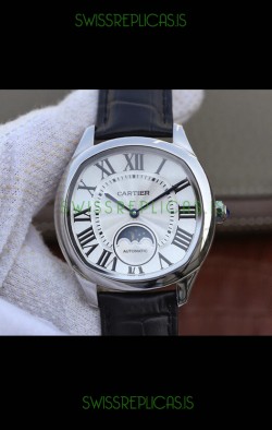 Drive De Cartier Moonphase Edition 1:1 Mirror Replica Watch in Stainless Steel - White Dial 