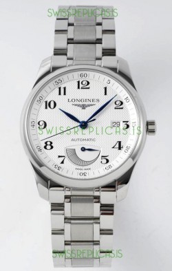 Longines Master Collection Automatic Power Reserve White Dial Swiss Replica Watch Steel Strap
