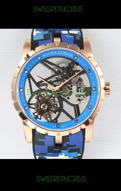 Roger Dubuis Excalibur Spider Flying Tourbillon Skeleton Rose Gold Casing 42MM 1:1 Mirror Swiss Watch