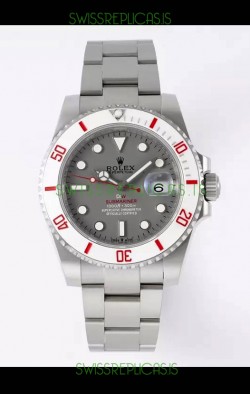 Rolex Submariner DiW Stainless Steel Casing White Ceramic Bezel Grey Dial Edition Watch 