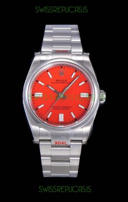Rolex Oyster Perpetual REF#124300 41MM Cal.3230 Movement Swiss Replica Red Dial 904L Steel 1:1 Mirror Replica Watch