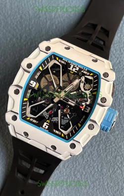 Richard Mille RM35-03 Rafael Nadal Edition White Carbon Fiber Casing 1:1 Mirror Replica Watch in Black Strap