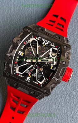 Richard Mille RM35-03 Rafael Nadal Edition Black Carbon Fiber Casing 1:1 Mirror Replica Watch in Red Strap