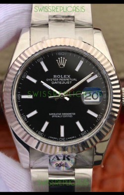 Rolex Datejust 41MM Cal.3135 Movement Swiss Replica Watch in 904L Steel Casing Black Dial