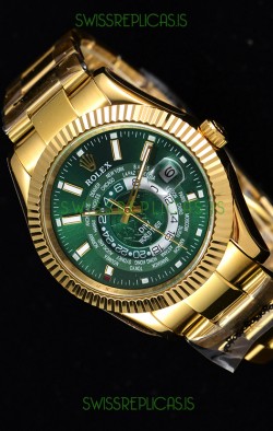 Rolex SkyDweller Swiss Watch in 18K Yellow Gold Case - DIW Edition Green Dial 