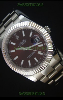 Rolex Datejust II 41MM with Cal.3136 Movement Swiss Replica Watch in Brown Dial Stick Markers 