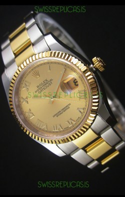 Rolex Datejust Replica Japanese Watch - Two Tone Plating with Gold Dial in 36MM Casing