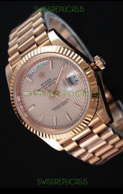 Rolex Day Date Japanese Replica Watch - Rose Gold Casing in Gold Dial 40MM