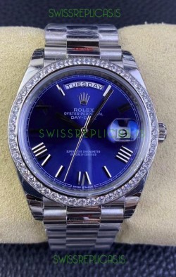 Rolex Day Date M228206-0015 904L Steel 40MM - Blue Dial 1:1 Mirror Replica
