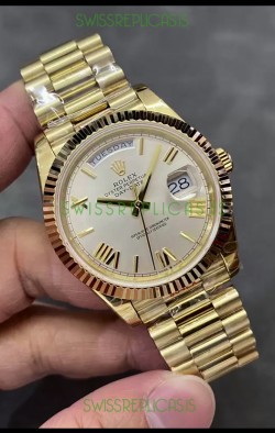 Rolex Day Date Presidential 18K Rose Gold Watch 40MM - Steel Dial 1:1 Mirror Quality