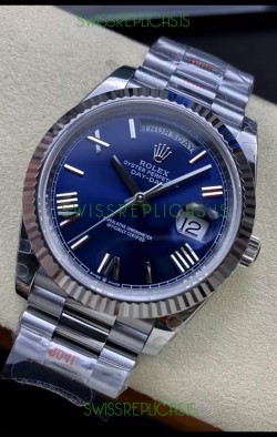 Rolex Day Date Presidential Stainless Steel Navy Blue Dial Watch 40MM - 1:1 Mirror Quality