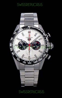 Tag Heuer Carrera Swiss Quartz Movement Replica Watch in White Dial - Stainless Steel Strap