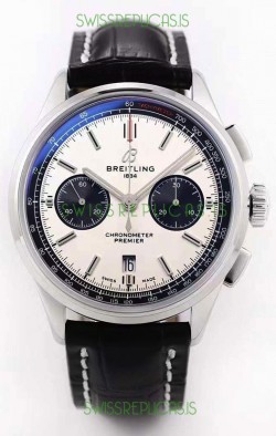 Breitling Premier B01 Chronograph 42 Edition Watch 1:1 Mirror Quality in Steel White Dial 