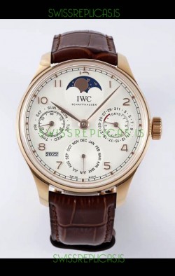 IWC Portuguese Perpetual Calendar Rose Gold Swiss Replica Watch REF. IW503302