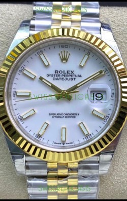 Rolex Datejust 126333 41MM Cal.3135 Swiss 1:1 Mirror Replica Watch in 904L White Dial 
