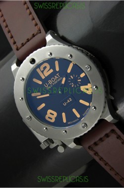 U Boat U-42 Diver Titanium Swiss Watch in Orange Markers