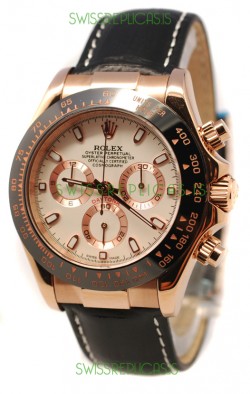 Rolex Daytona Monobloc Cerachrome Everose Swiss Watch in White Dial - 1:1 Mirror Replica