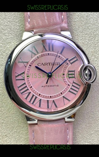Ballon De Cartier Swiss Automatic 1:1 Mirror Quality 36MM in Stainless Steel Pink Dial