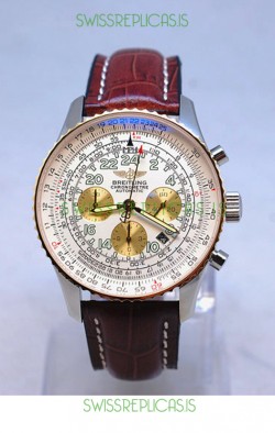Breitling Navitimer Cosmonaute Swiss Replica Watch Gold Plated Bezel