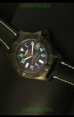 Breitling Seawolf PVD Coated Swiss Watch in Black Strap