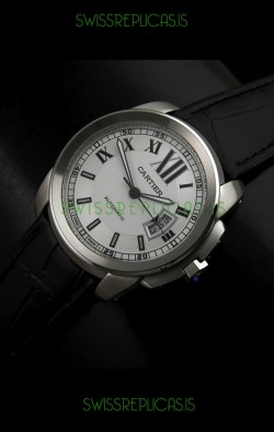 Cartier Calibre de Cartier Swiss Replica Automatic Watch in White Dial
