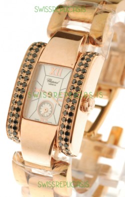 Chopard La Strada Swiss Ladies Replica Pink Gold Watch 