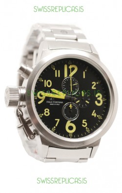 U-Boat Flightdeck Japanese Replica Steel Watch in Green Markers